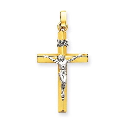 INRI Hollow Crucifix Pendant 14k Two-Tone Gold K505, MPN: K505, 886774101156