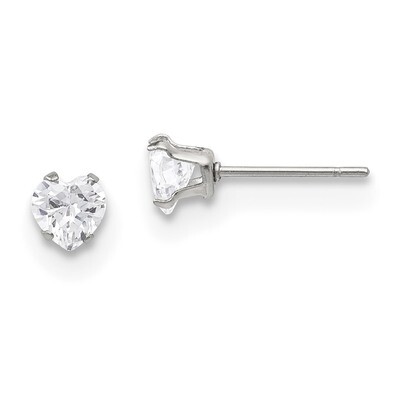 5mm Heart Diamond CZ Stud Post Earrings Stainless Steel Polished SRE1076 by Chisel, MPN: SRE1076, 1…