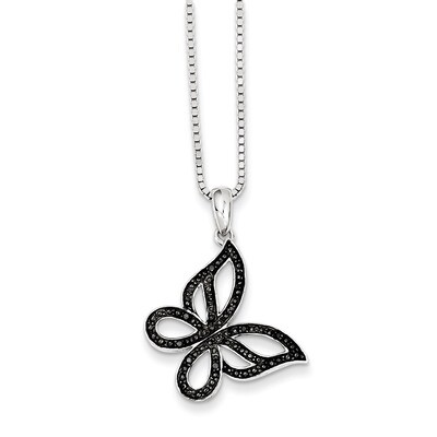 Black Diamond Butterfly Pendant Sterling Silver QP3831, MPN: QP3831, 886774310060