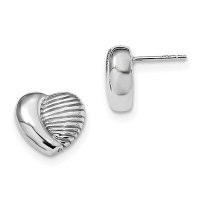 Heart Post Earrings Sterling Silver Rhodium-plated QE13069, MPN: QE13069, 191101206924