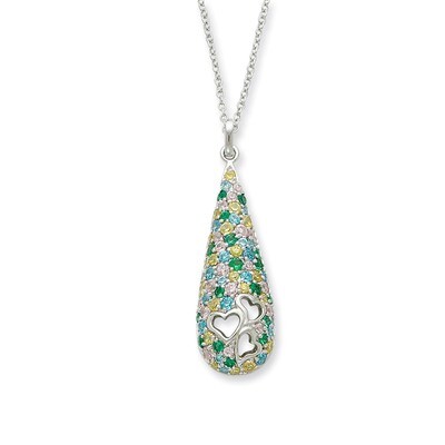 CZ Cheerdrops 18 Inch Necklace Sterling Silver QSX310