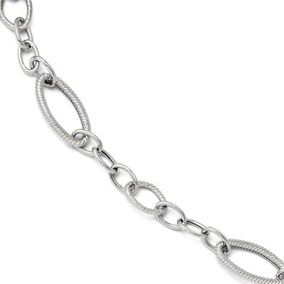 Leslie&#39;s Polished and Textured Link Bracelet 7.5 Inch - 14k White Gold HB-LF219-7.5, MPN: LF219-7.5…