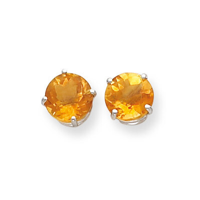 8mm Citrine Checker Earrings 14k White Gold XE75WCC, MPN: XE75WCC, 883957098968