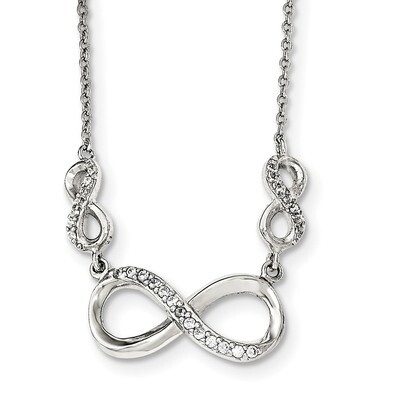 CZ Diamond Infinity Symbol Necklace 18 Inch Sterling Silver Polished QG3720-18, MPN: QG3720-18, 191…