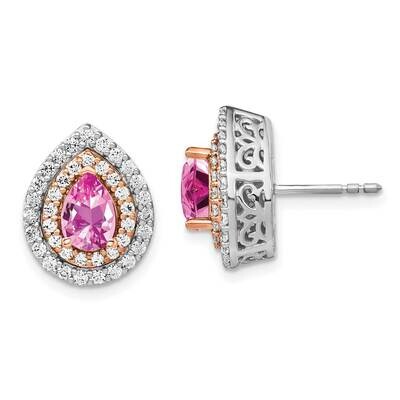 Created Pink Sapphire Earrings 14k Two-tone Gold Lab Grown Diamond EM7502-CPS-090-WRLG, MPN: EM7502…