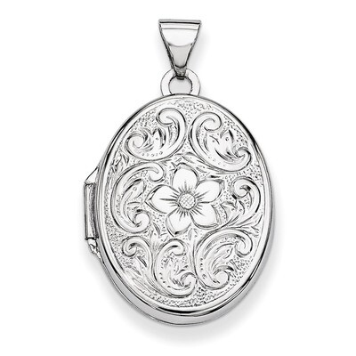 Oval Floral Scroll Border Locket 14k White Gold 21mm XL533, MPN: XL533, 886774129112