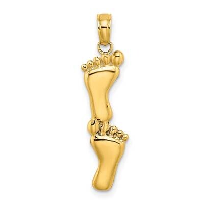 Double Vertical Feet Charm 14k Gold Polished K7279, MPN: K7279, 637218086542