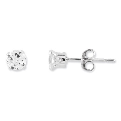 4mm Round 4 Prong Diamond Stud Earrings Sterling Silver QE7473, MPN: QE7473, 883957571263