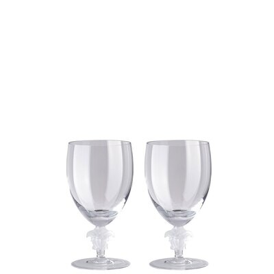 Versace Medusa Lumiere 2 Short Stem Clear Water Goblet Set of Two 7 1/2 Inch, MPN: 69129-110835-488…