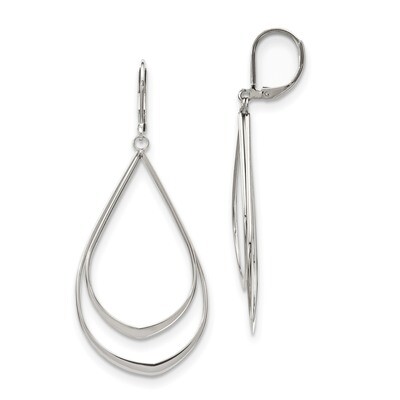 Double Tear-drop Leverback Dangle Earrings Stainless Steel Polished SRE1144 by Chisel, MPN: SRE1144…