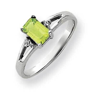 6x4mm Emerald Cut Peridot Diamond Ring 14k White Gold Y4762PE_AA, MPN: Y4762PE_AA, 883957667799