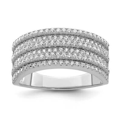 Wide Band Ring Sterling Silver Rhodium-plated CZ Diamond QR7112, MPN: QR7112,