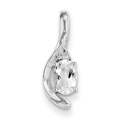 White Topaz Diamond Pendant 14k White Gold Genuine XBS385, MPN: XBS385, 883957342153