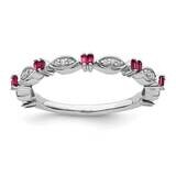 Created Ruby Diamond Ring Sterling Silver QSK2178, MPN: QSK2178, 191101213885