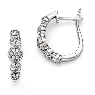 Hinged Hoop Earrings Sterling Silver &amp; Cubic Zirconia QMP1029, MPN: QMP1029, 191101195884