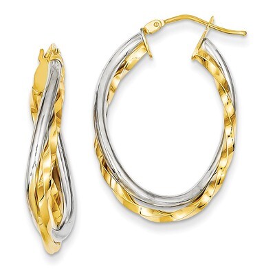 Textured and Polished Twist Hoop Earrings 14k Two-Tone Gold PRE797, MPN: PRE797, 883957554044