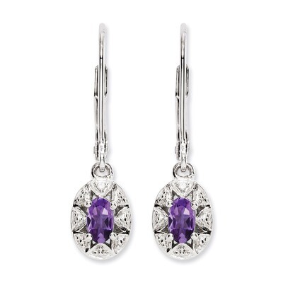 February Amethyst Earrings Sterling Silver Diamond QBE10FEB, MPN: QBE10FEB, 886774187402