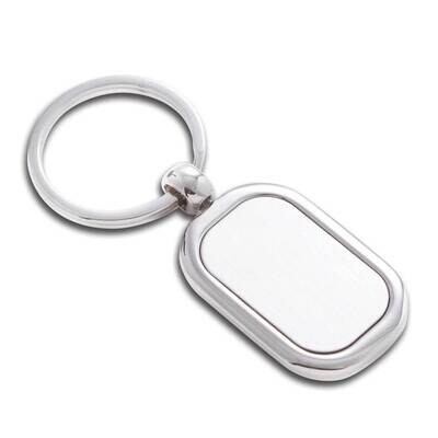 Silver-plated Polished and Satin Rectangular Key Ring GM21318, MPN: GM21318, 797140511809