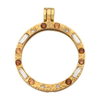 Nikki Lissoni Gold-plated Hammered Pendant with Swarovski Stones 35mm P12GM, MPN: P12GM, 8719075305…