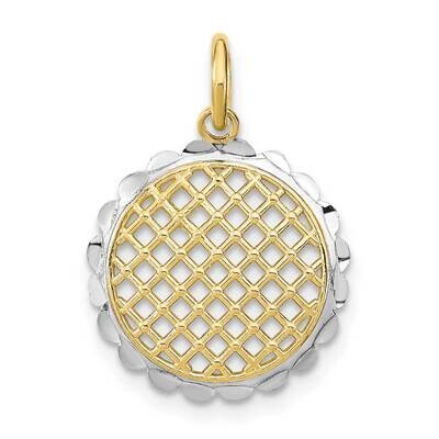 Rhodium Diamond-Cut Sunflower Pendant Charm 10k Gold 10K9035, MPN: 10K9035,