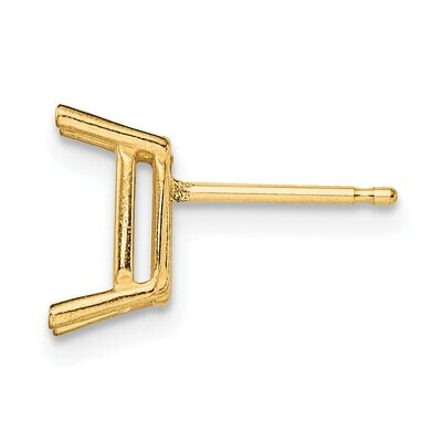 Emerald 4-Prong 4 x 3mm Post Earring Mounting 14k Yellow Gold YG375, MPN: YG375,