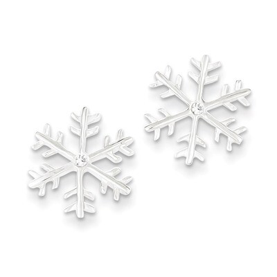 Diamond Polished Snowflake Post Earrings Sterling Silver QE6910, MPN: QE6910, 883957026497