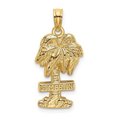 St. Martin On Palm Tree Charm 14k Gold 2-D K8206, MPN: K8206, 637218089055