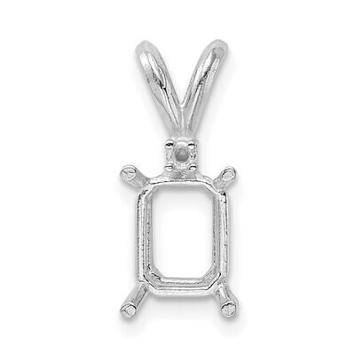 Emerald 4-Prong with Diamond Accent 4 x 3mm Pendant Setting 14k White Gold WG976, MPN: WG976,