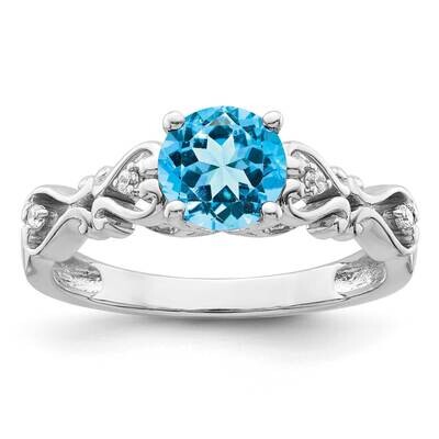 Blue Topaz and Diamond Ring 14k White Gold Polished RM8177-BT-100-WA, MPN: RM8177-BT-100-WA,