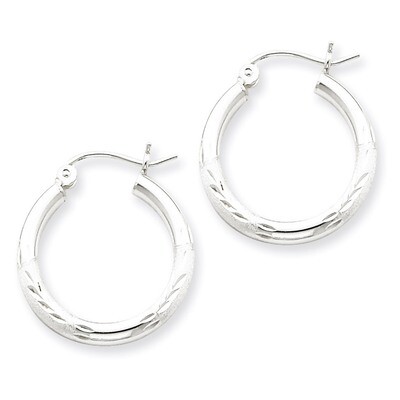 2.50mm Satin Diamond-cut Hoop Earrings Sterling Silver Rhodium-plated QE3557, MPN: QE3557, 88395771…