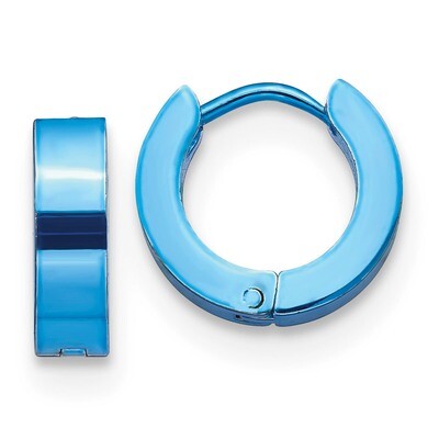 Blue IP-Plated Hinged Hoop Earrings Stainless Steel SRE1314 by Chisel, MPN: SRE1314, 191101499333