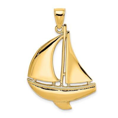 Polished Sailboat Charm 14k Gold 2-D K7875, MPN: K7875, 637218035830