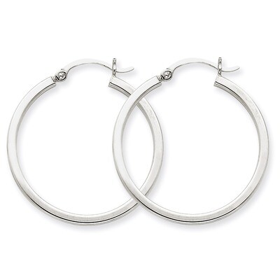 2mm Square Tube Hoops 14k White Gold T1085, MPN: T1085, 883957286273