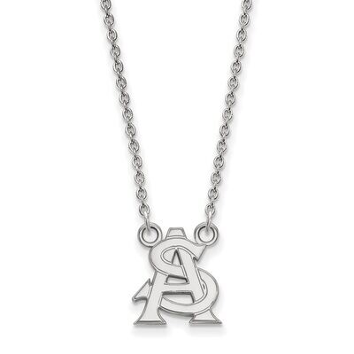 Arizona State University Small Pendant with Chain Necklace 10k White Gold 1W032AZS-18, MPN: 1W032AZ…