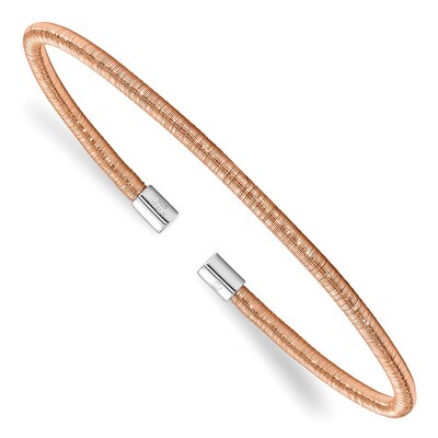 Leslie&#39;s Rose Rhodium Textured Cuff Bangle Sterling Silver HB-QLF904, MPN: QLF904, 191101743085