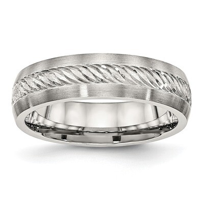 Silver Diamond-cut Inlay Ring Stainless Steel Brushed SR463, MPN: SR463, 886774436470
