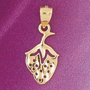 Dazzlers Jewelry Strawberry Fruit Pendant Necklace Charm Bracelet in Yellow, White or Rose Gold 686…