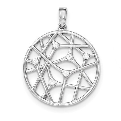 Polished with CZ Pendant Sterling Silver QP4410