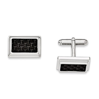 Cufflinks with Carbon fiber Sterling Silver Rhodium-plated QQ521, MPN: QQ521, 191101192135
