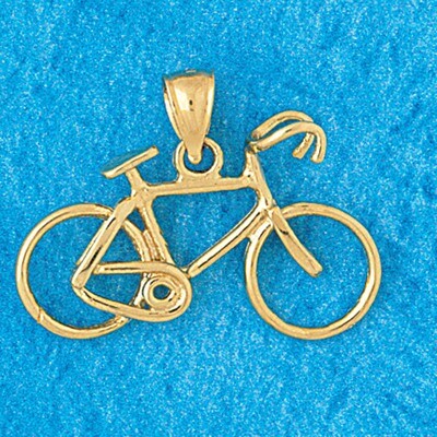 Dazzlers Jewelry Biker Bicycle Pendant Necklace Charm Bracelet in Yellow, White or Rose Gold 3650, …