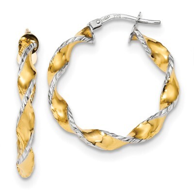 Twisted Hoops Earrings 14K Two Tone Gold TF1150, MPN: TF1150, 191101059452