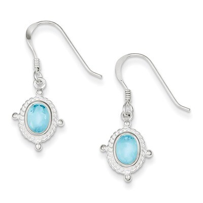 Blue Topaz Fancy Dangle Earrings Sterling Silver QE1375, MPN: QE1375, 191101187636