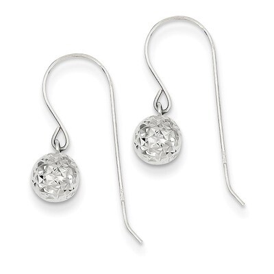 6mm Diamond Cut Ball Dangle Earrings 14k White Gold TL924, MPN: TL924, 886774562933
