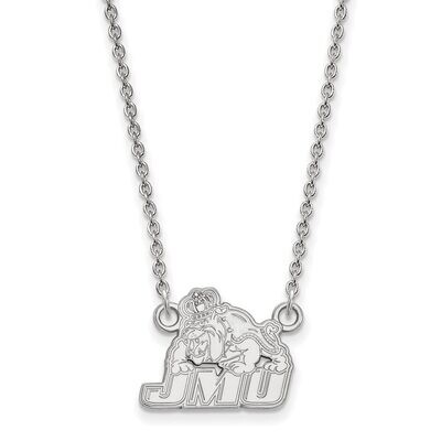 James Madison University Small Pendant with Chain Necklace 14k White Gold 4W005JMU-18, MPN: 4W005JM…