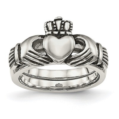 Love, Loyalty, Friendship Claddagh Double Hinged Ring Stainless Steel SR462, MPN: SR462, 8867744364…