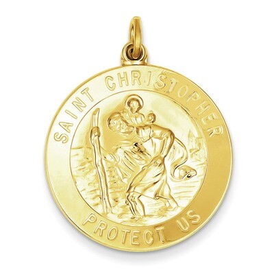 Saint Christopher Medal 24k Gold-plated Sterling Silver QC5643, MPN: QC5643, 191101183553