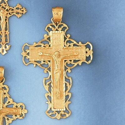 Dazzlers Jewelry Jesus Christ on Cross Pendant Necklace Charm Bracelet in Yellow, White or Rose Gol…
