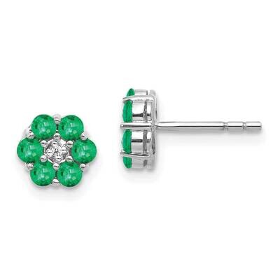 Polished Emerald &amp; Diamond Post Earrings 14k White Gold EM5609-EM-001-WA, MPN: EM5609-EM-001-WA, 19…