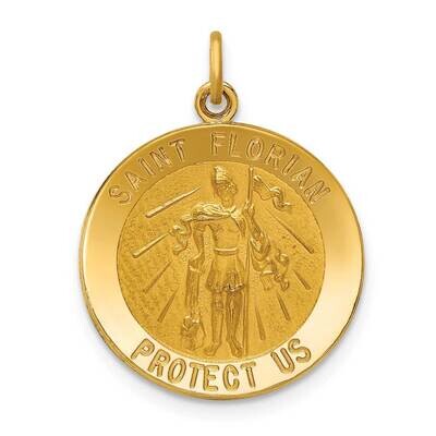 Medium St. Florian Medal 14k Gold Solid Polished Satin XR1712, MPN: XR1712, 883957600659