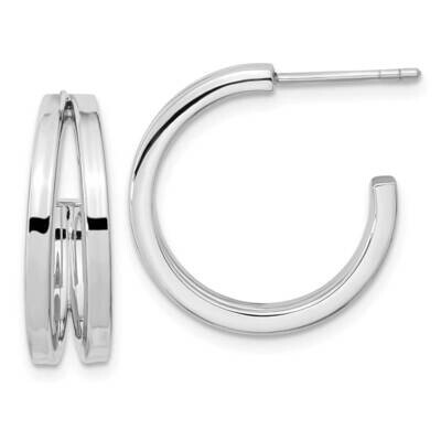 Split Design Hoop Post Earrings Sterling Silver Rhodium-Plated QE15976, MPN: QE15976, 196904152102